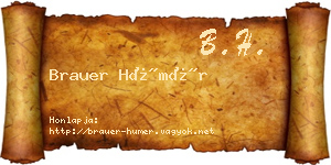Brauer Hümér névjegykártya